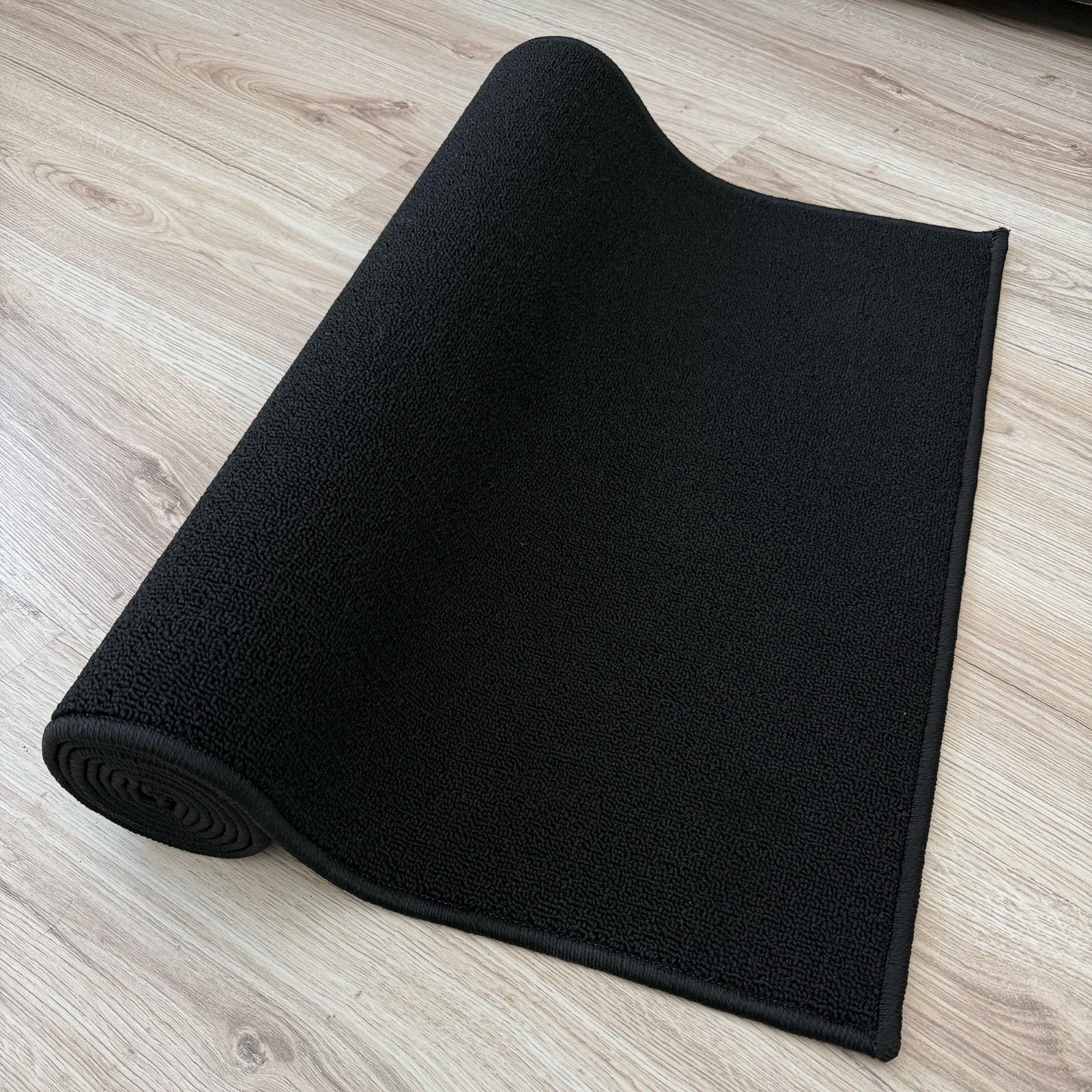 Custom Size Anti - Slip Machine Washable Low Profile Solid Black Runner Rug gallery