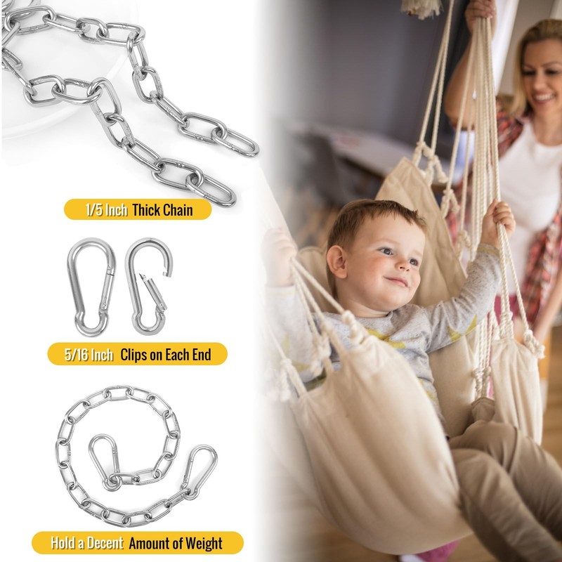 2 Pack 30 Inch Swing Extension Chains Carabiners Heavy Duty 440LB Metal Hanging gallery
