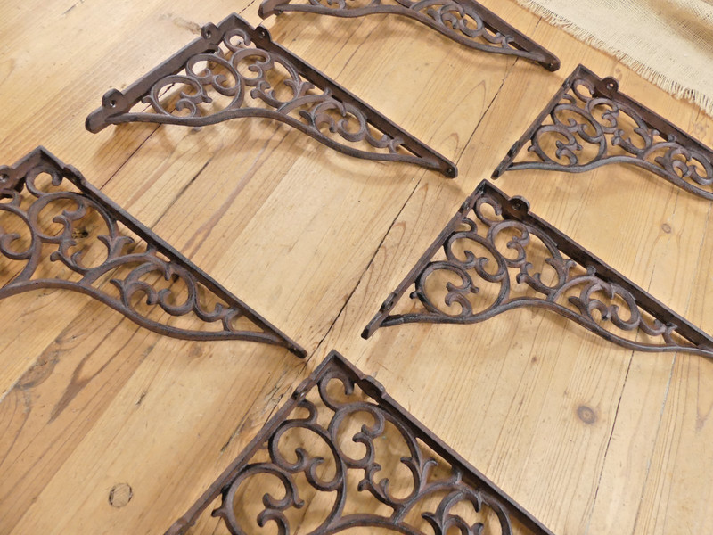 6 LARGE Shelf Braces Wall Brackets Cast Iron Brackets Vine Garden Corbels Rustic gallery