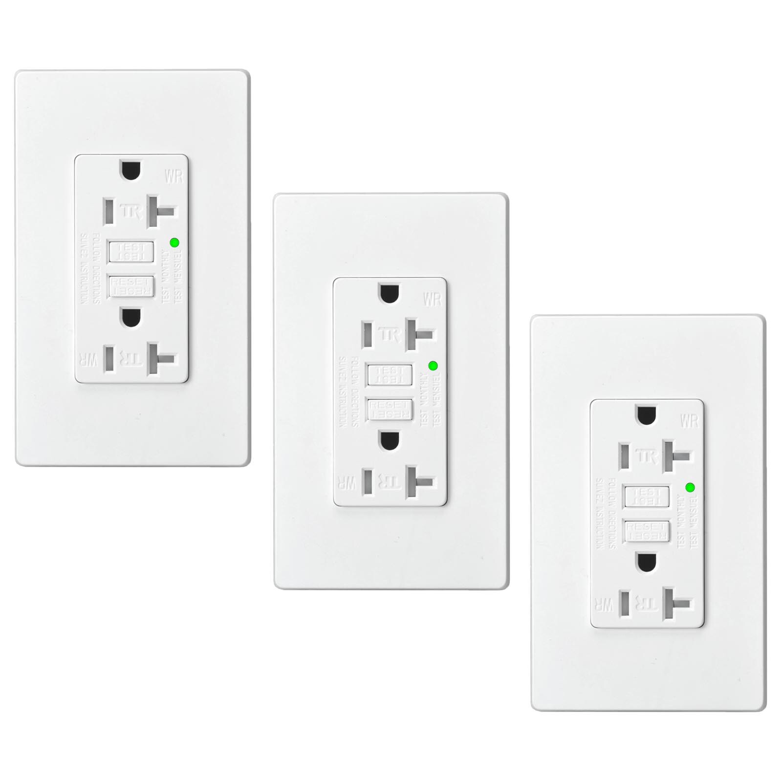 3PCS 20A GFCI Outlet Tamper Weatherproof Self-Test ETL FCC Listed LED Status gallery