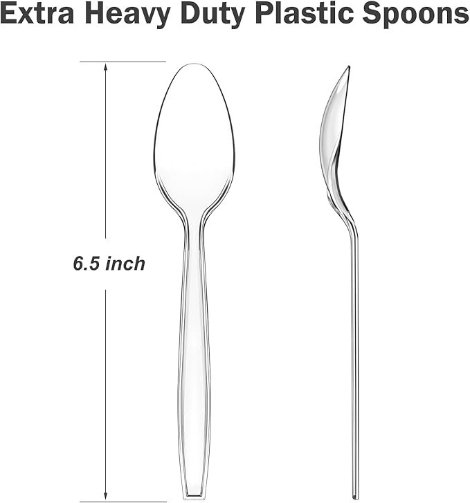 360 Count Clear Plastic Spoons Disposable, BPA-Free, Heat Resistant, Solid and D gallery