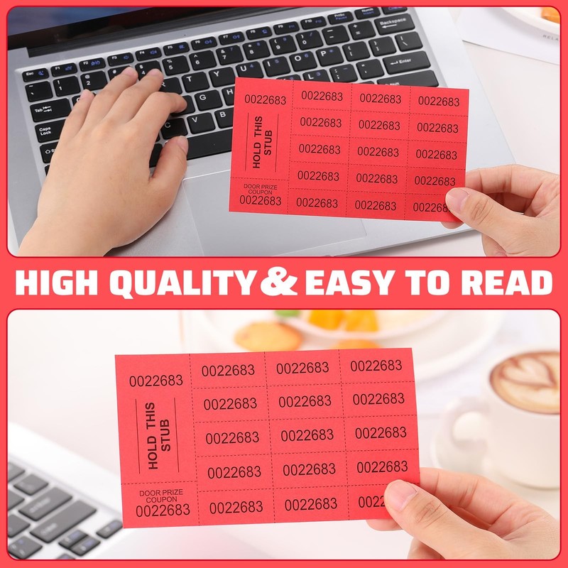 504 Sheets 15 Bid Raffle Ticket Different Numbers Chinese Auction Red Events gallery