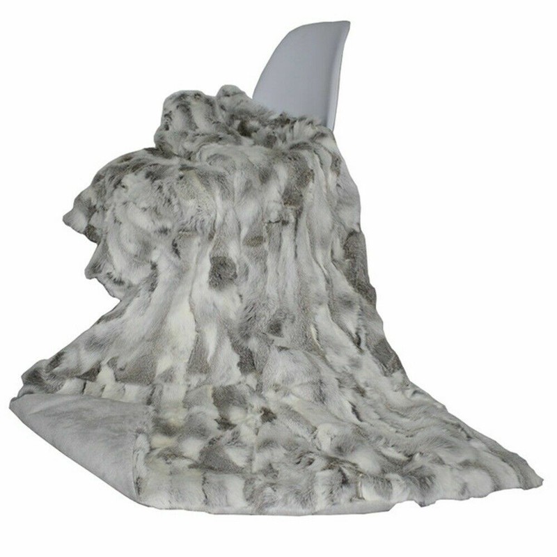 Genuine Rabbit Fur Throw Real Fur Blanket Warm Soft Bedspread King Size80inx76in gallery