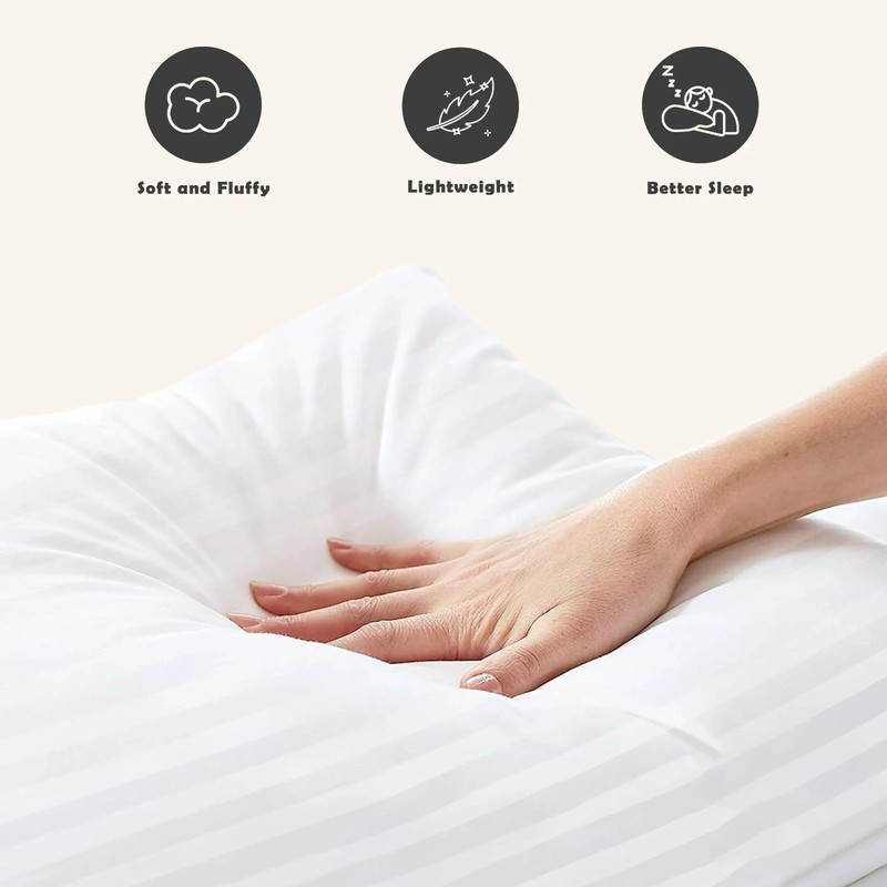 2 Pack Quilted Bed Pillows White Down Feather Standard King Size Pillow-USA gallery