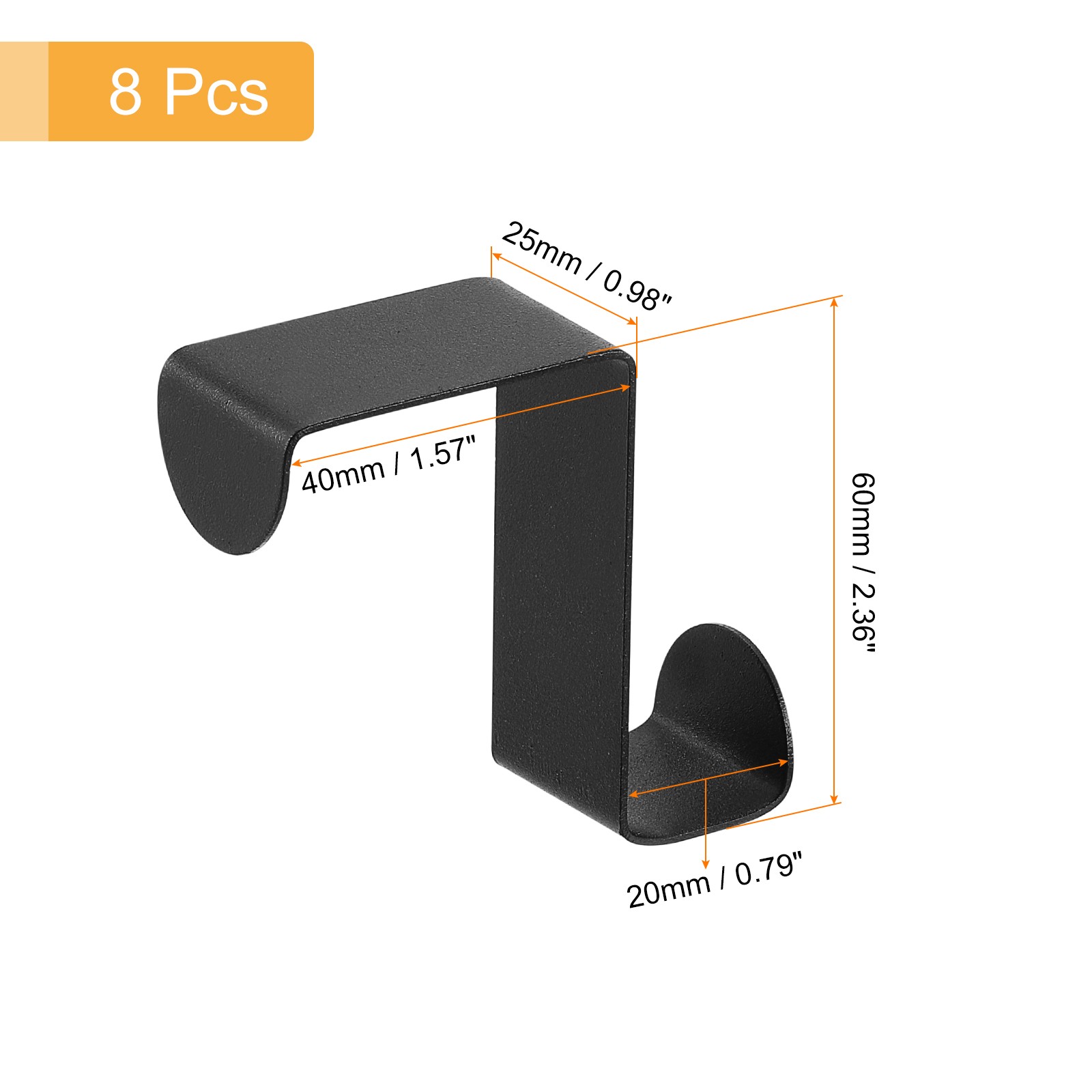 8pcs Over the Door Hooks Stainless Steel S-Shaped Double Hooks Black gallery