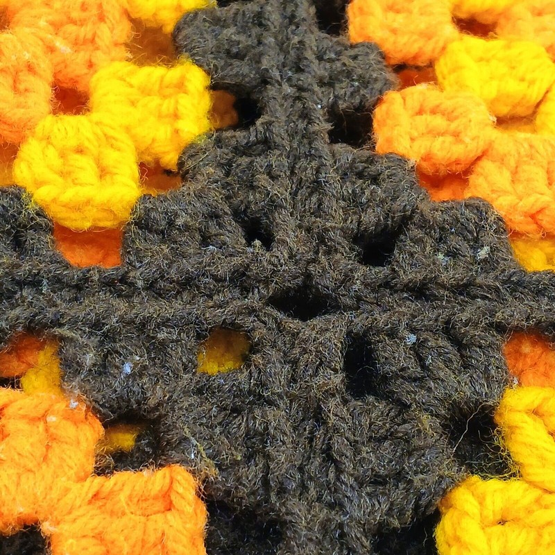 Granny Square Afghan Lap Throw Blanket Brown Yellow Orange Approx. 76”X 41” gallery