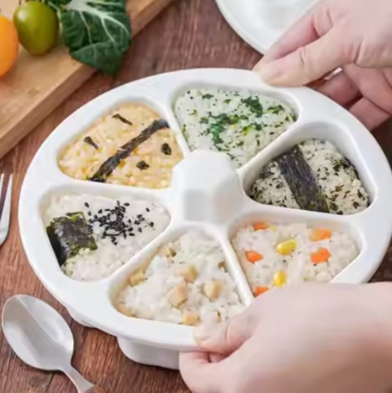 6-in-1 Onigiri Mold–Multifunctional Triangle Sushi Rice Ball Maker & Storage Set gallery
