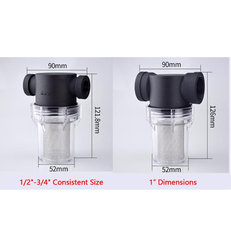 3/4" 1/2" 1" Inline Mesh Strainer Water Pump High Flow Pipeline Filter 40 Mesh gallery
