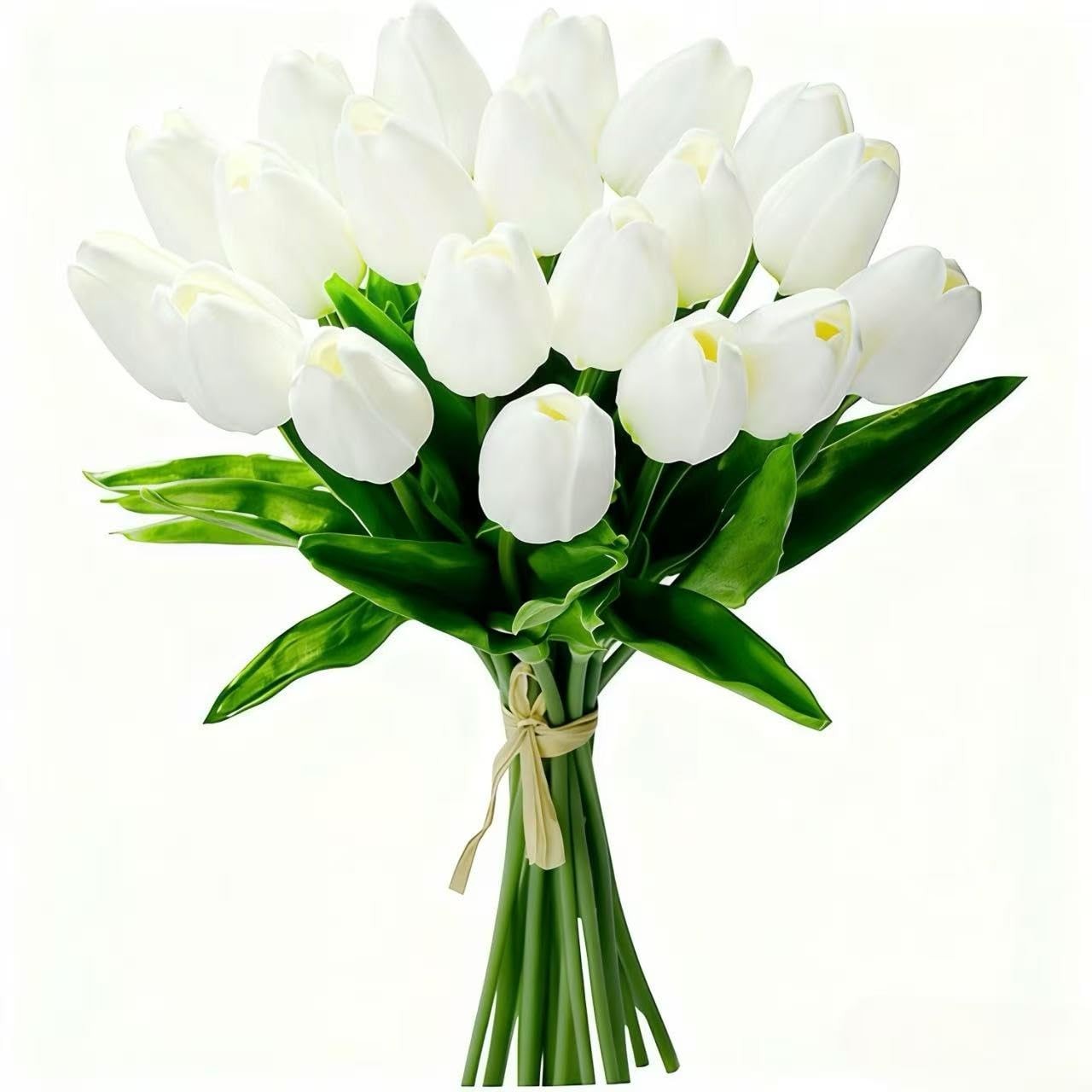 20Pcs Tulips Artificial Flowers Real Touch 13.5" PU Faux Flowers Tulip Stems ... gallery