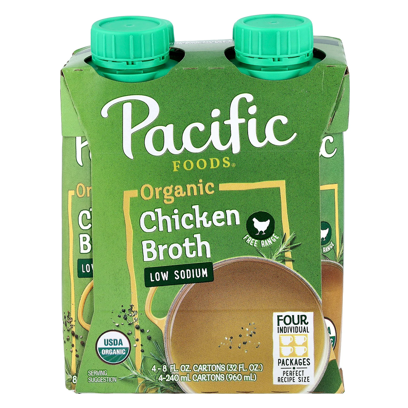 Organic Free Range Chicken Broth, Low Sodium, 4 Cartons, 8 fl oz (240 ml) Each gallery