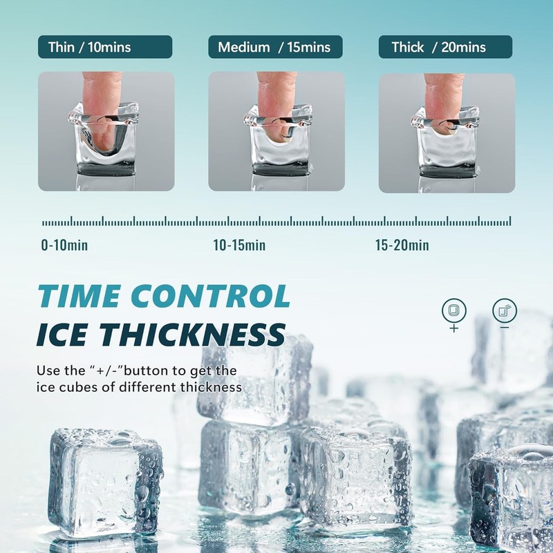 EUHOMY Ice Cube Maker Machine Countertop, 2 Ways to Add Water, 45Lbs/Day 24 Pcs gallery