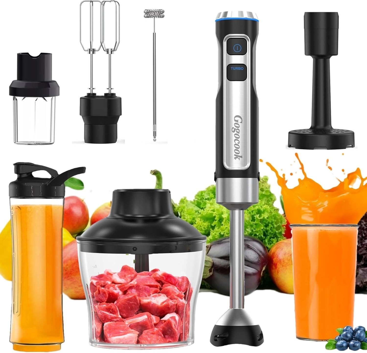 Immersion Blender Handheld 8 in 1 Hand Blender, Electric Blender Max 1000W Im... gallery