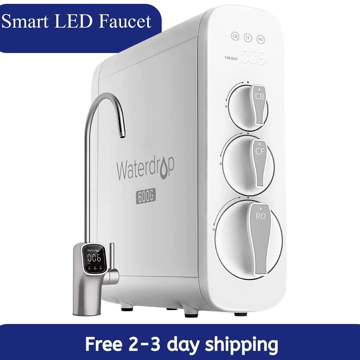 Waterdrop G3P600 Reverse Osmosis System, NSF/ANSI 58 & 372 Certified, 600 GPD gallery