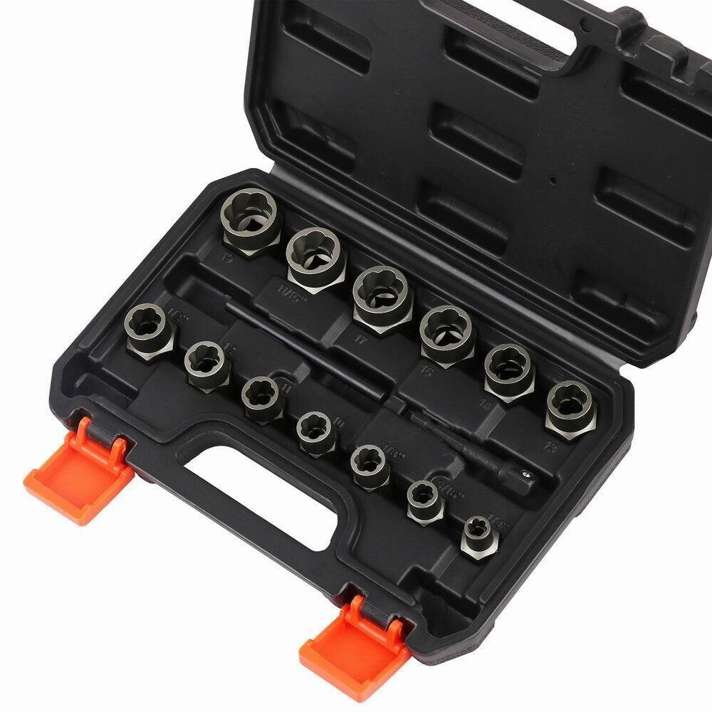 Impact Bolt Extractor Set Nut Remover Set Stripped Extraction Socket Tools 15pcs gallery