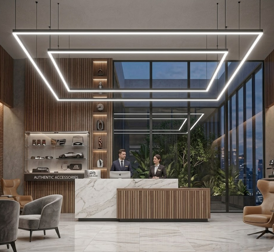 LED Garage Ceiling Light Double Rectangular Frame gallery