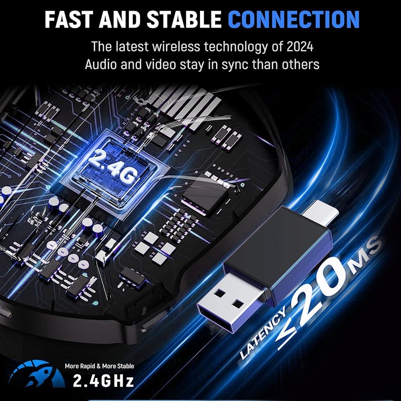 Wireless Gaming Headsets for Ps5 Ps4 PC, 40H+ Hrs & 7.1 Surround Sound gallery