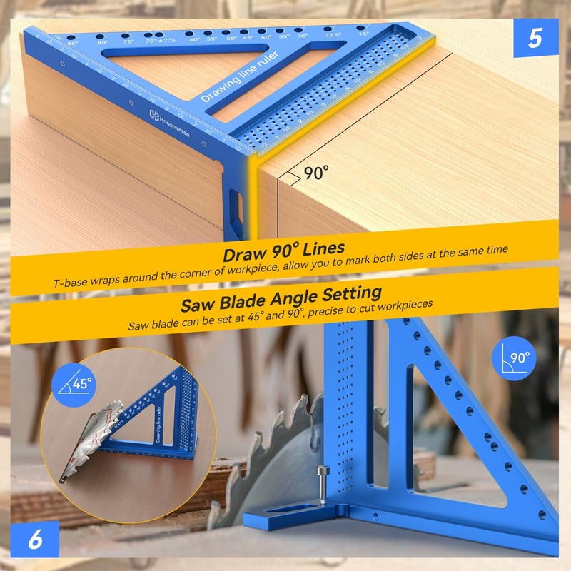 Housolution 8.5Inch 3D 6-in-1 Carpenter Square (1/16" Precision), 0-90° Alumi... gallery