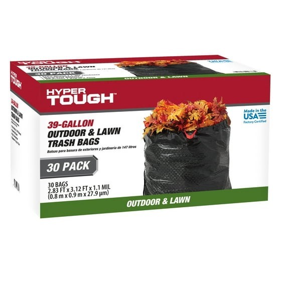 Hyper Tough 39-Gallon Drawstring Outdoor & Lawn Trash Bags, 1.1 MIL, 30 Bags gallery