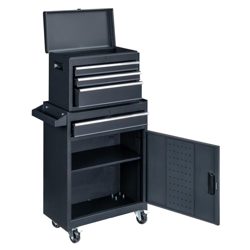 Tool Chest Tool Box Rolling Tool Storage Cabinet with 4 Drawers / Wheels Black gallery