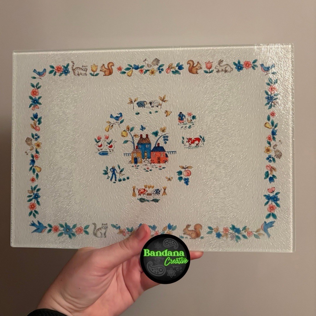 Custom Vintage Inspired Tempered Glass Cutting Board – Heartland Kitchen Decor gallery