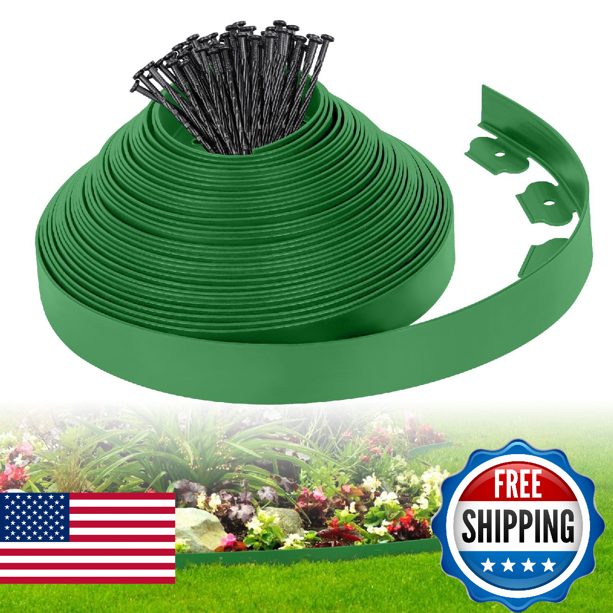 2-Inch x 50 FT Landscape Edging Border with 75 Stakes, Garden Edging Border Lawn gallery