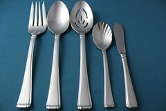 Gorham COLUMN FROSTED Serving (5pc Set) Tablespoon Pierced Butter 18/10 Vietnam