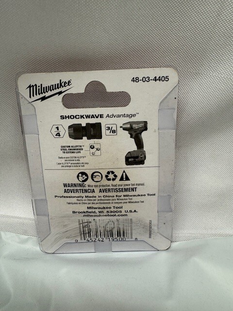 Milwaukee Quick Change impact Adapter 48-03-4405 Shockwave 1/4" Hex Sq 3/8" gallery