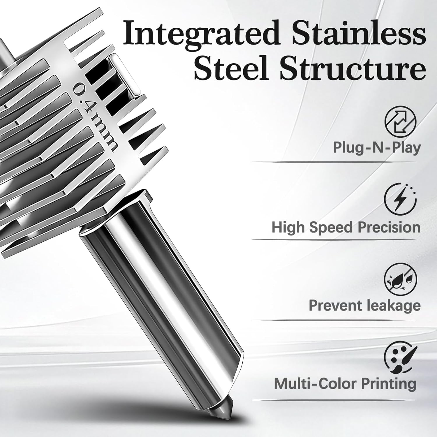 2Pcs 0.4mm Hotend Kit for Bambu Lab A1/A1 Mini, Stainless Steel Integrated Desig gallery