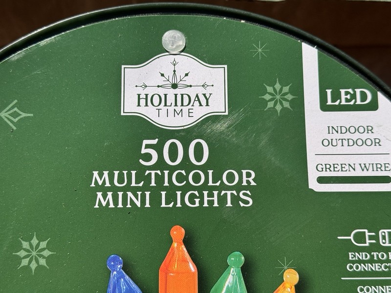 Holiday Time 500 MULTICOLOR Mini LED Christmas Lights Green Wire 116.3 FT Decor gallery