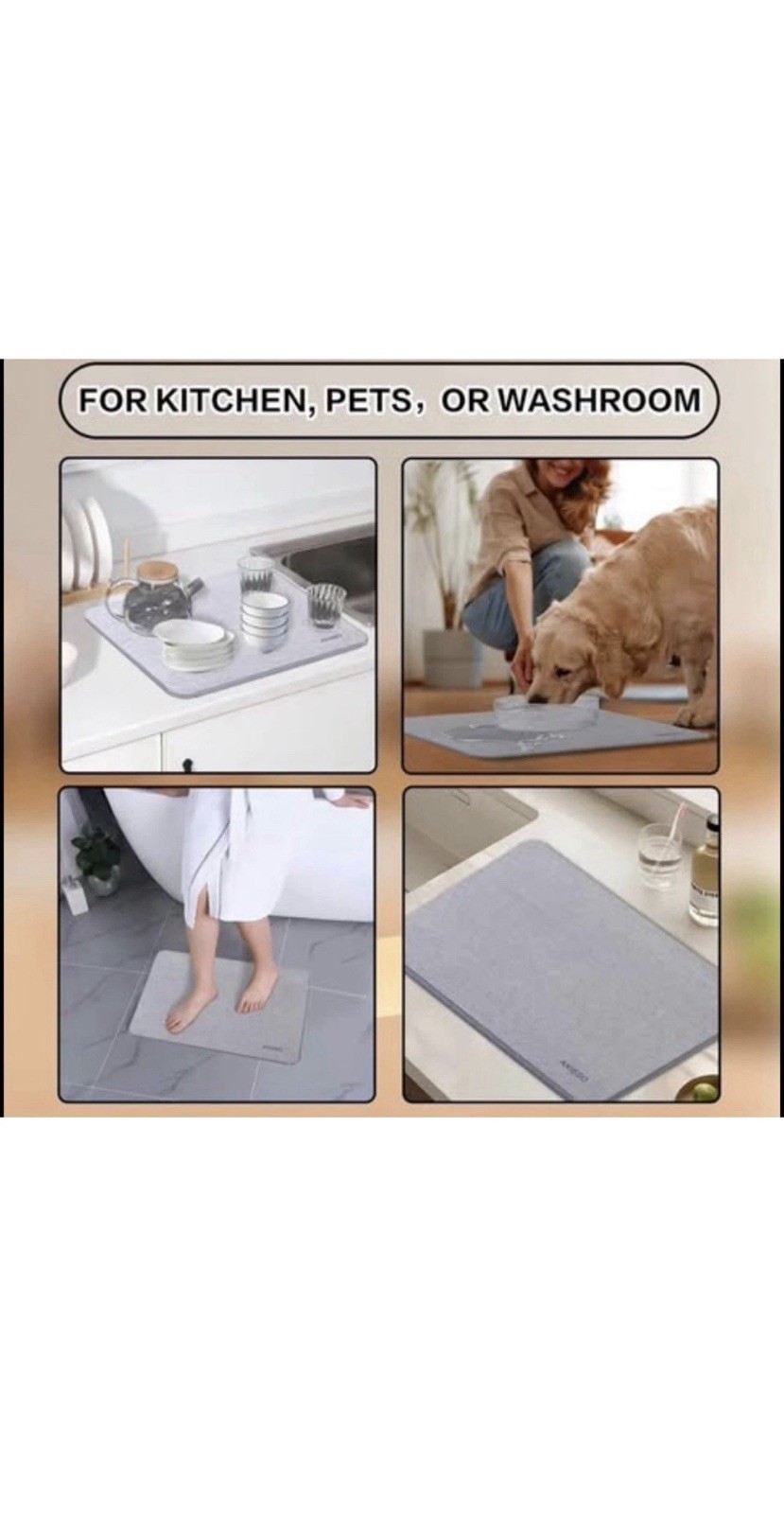 Axieso Dry Mat - Stone Drying Mat For Kitchen, Bath, Laundry Room, or Pet room gallery