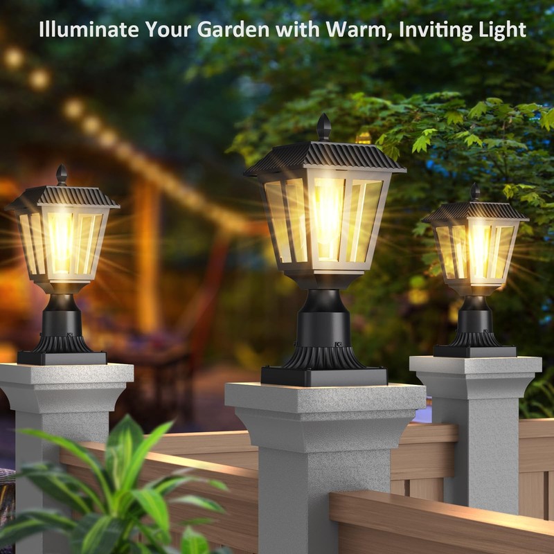 New Solar Lamp Post Light Outdoor - 3000K Warm White, IP45 Waterproof Lights for gallery