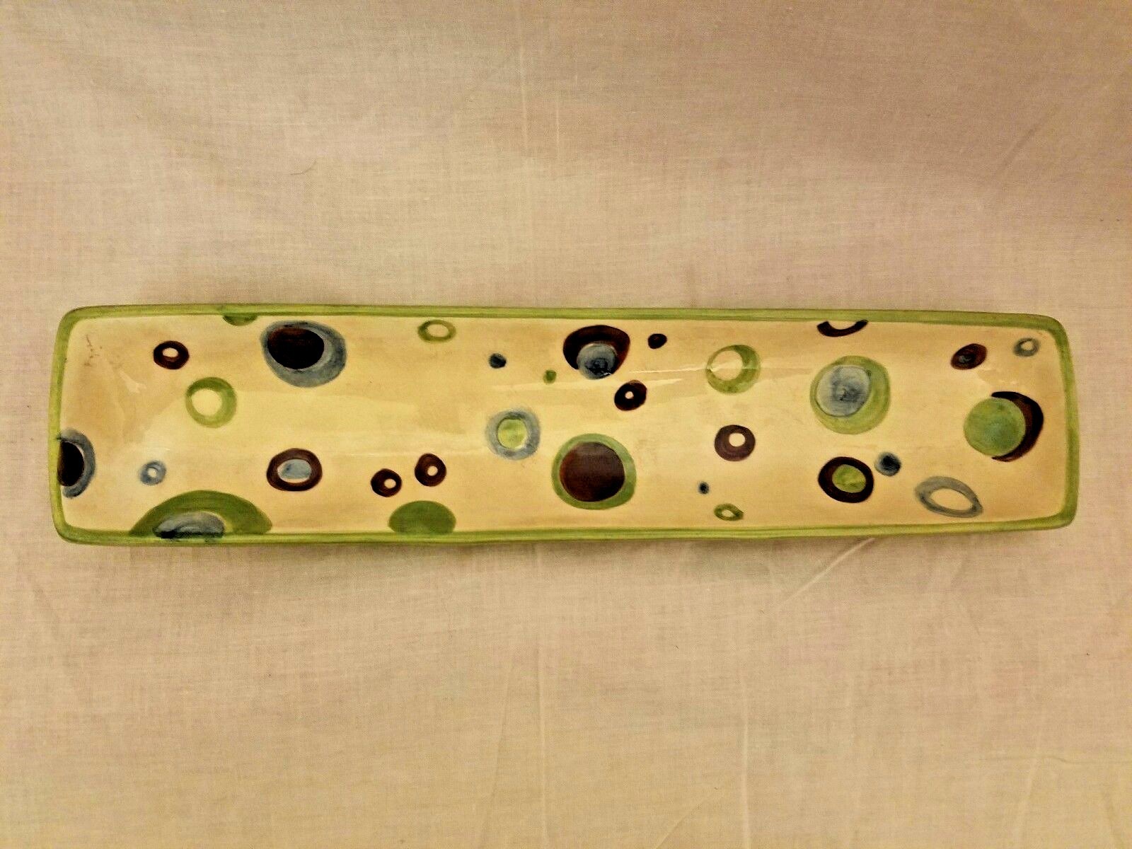 Rare Hand Painted Tika Narrow Rectangle Serving Platter by Home ETC. gallery