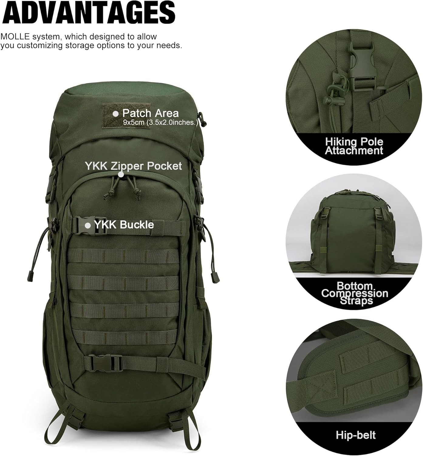 50L Hiking Backpack,Backpacking Backpack with Rain Cover for Hiking,Backpacki... 5