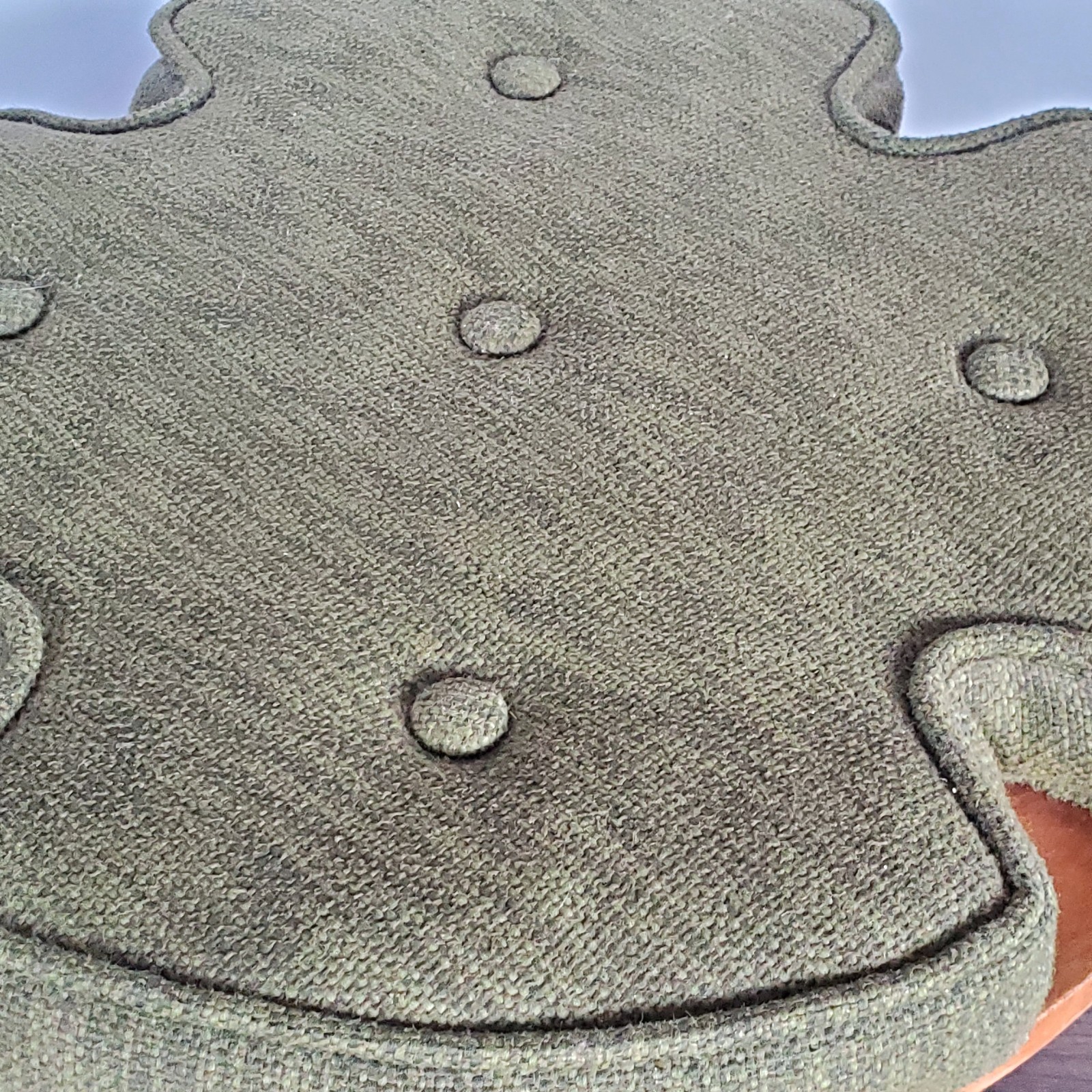 Vtg Colonial Stacking Foot Stool Ottoman Green Tweed Cushion 50s/60s MCM 16” gallery