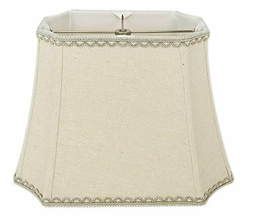 Linen Natural Rectangle Inverted Cut Corner Lampshade with Matching Braid Trim gallery
