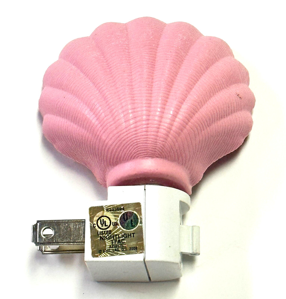 Pink Night Lights On Off Switch Shell Shape Light Nite Wall Plug Home Safety BN3