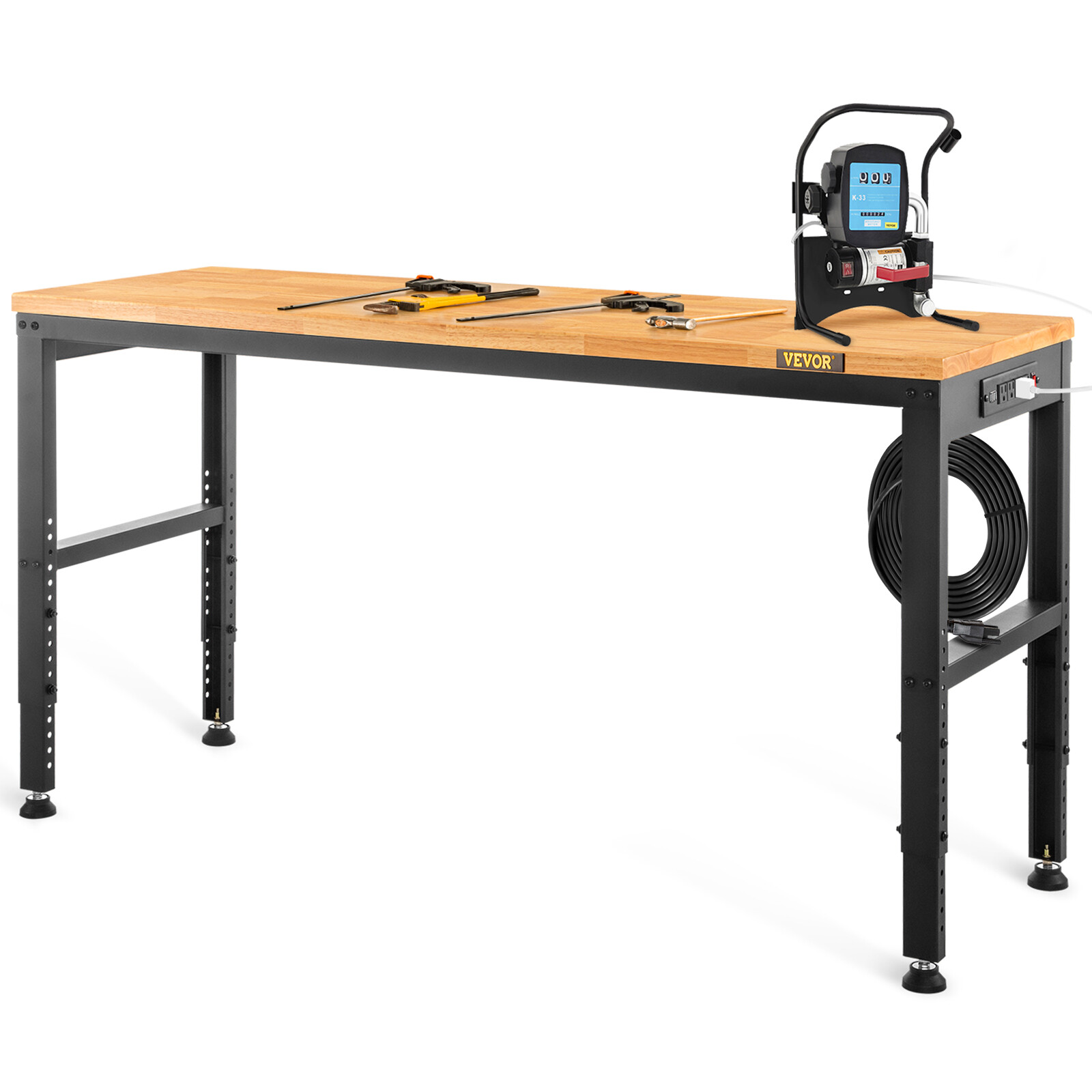 Adjustable Height Workbench 48"L x 20"W Work Bench Table w/ Power Outlets gallery