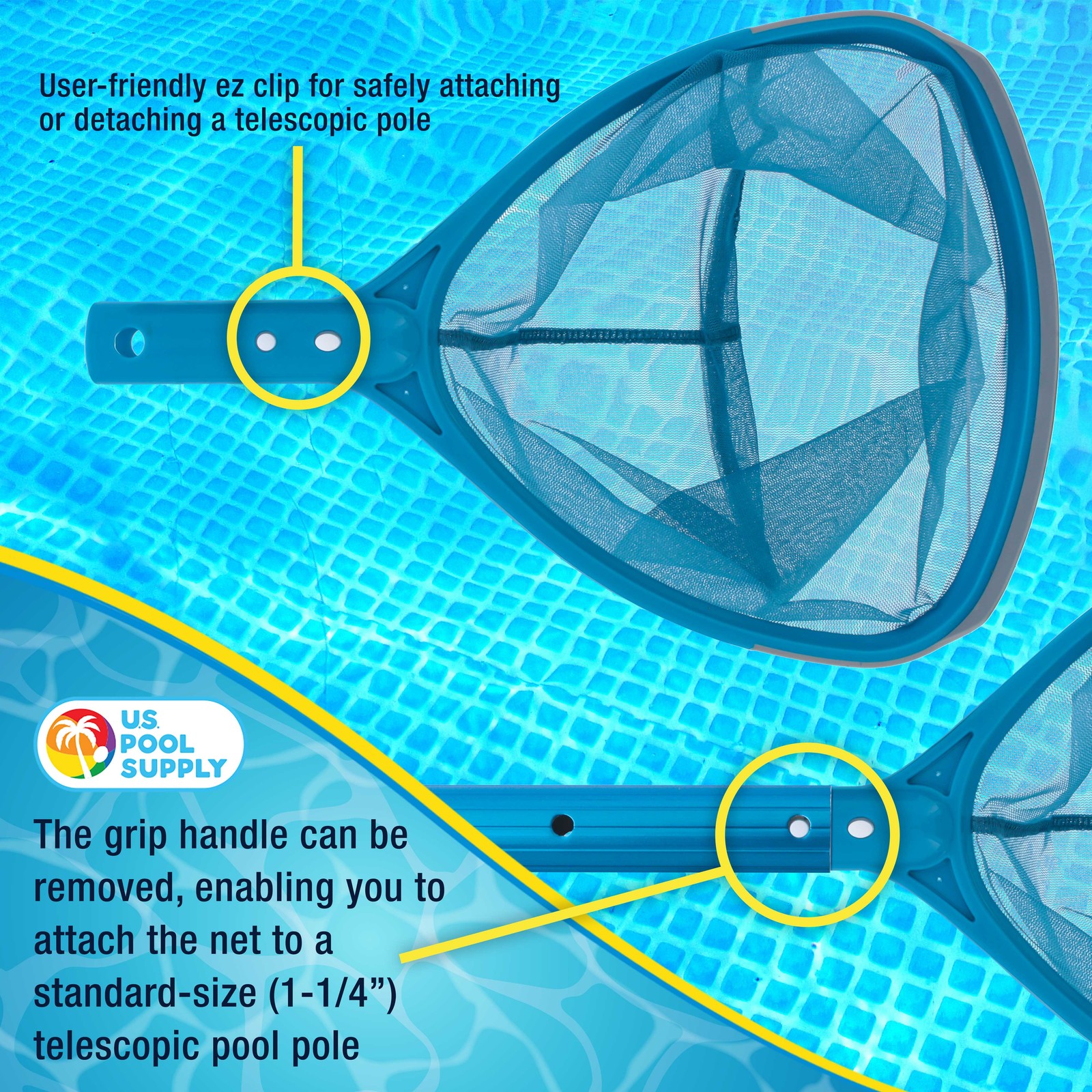 U.S. Pool Supply Spa, Hot Tub, Pool Hand Leaf Skimmer Net, 9" Deep Fine Mesh Net gallery
