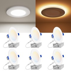 6 Pack 4 Inch 5CCT LED Recessed Ceiling Light Panel Dimmable with Night Light