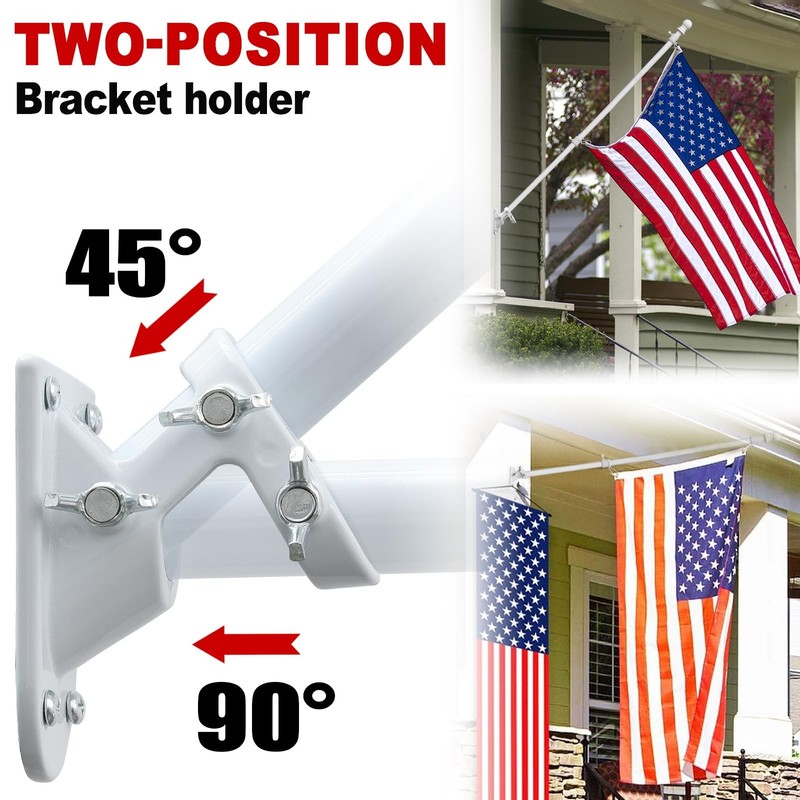 House Flag Pole Kit - 5-7 Ft Adjustable Tangle Free Flag Poles for 3x5 4x6 Flags gallery