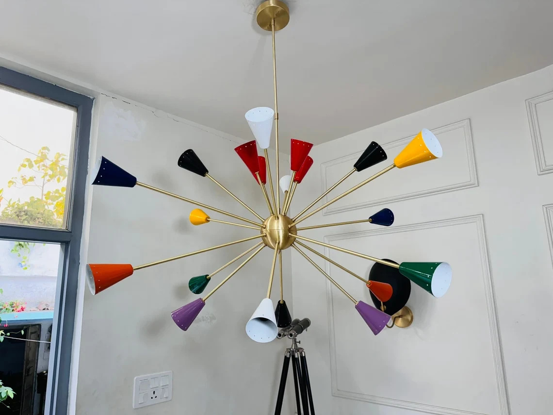 Handcrafted Brass Sputnik Chandelier - Multi Color Ceiling Lamp gallery