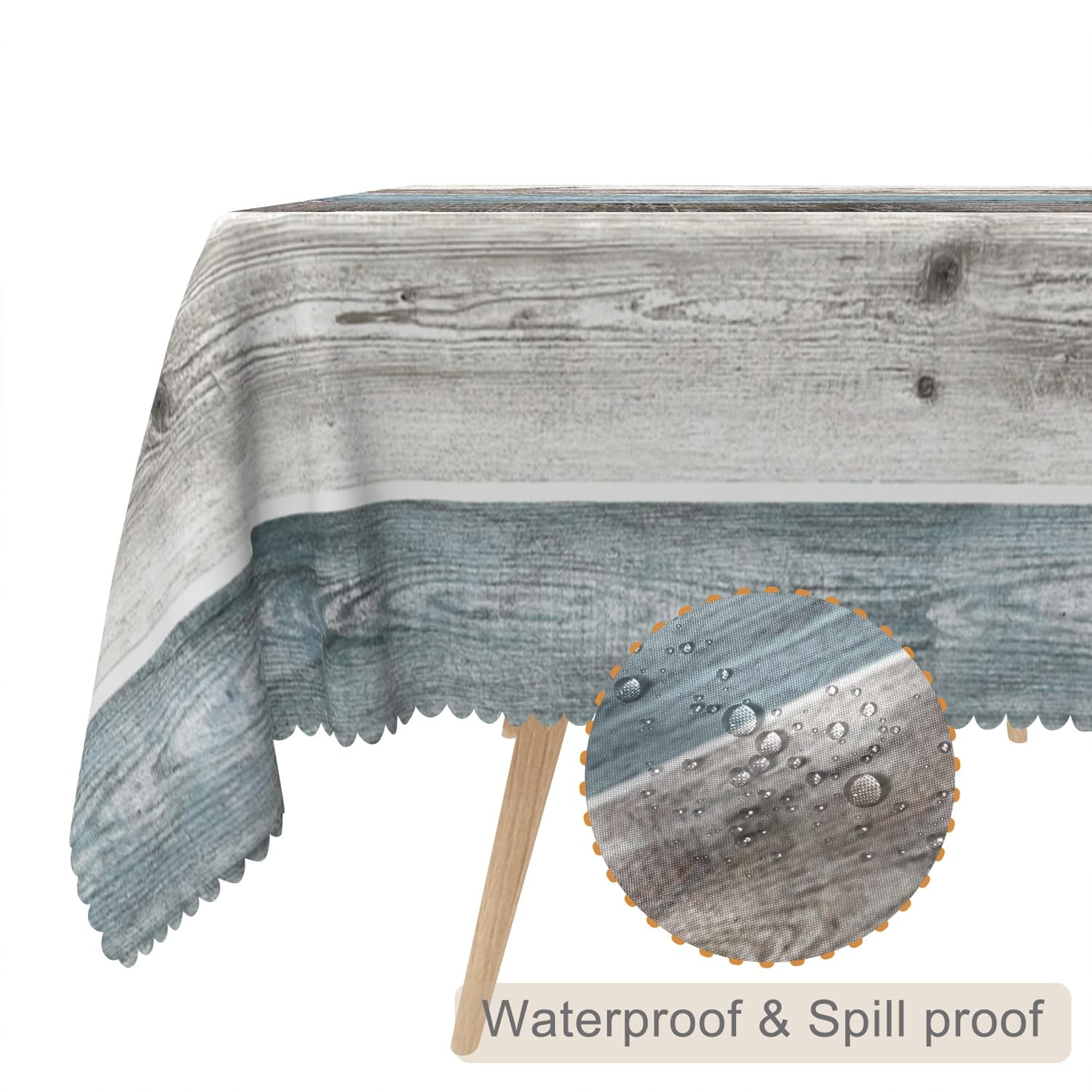 Ttqyfnm 60X84Inches Rustic Wood Tablecloth Blue Grey Grunge Wood Planks Barn gallery