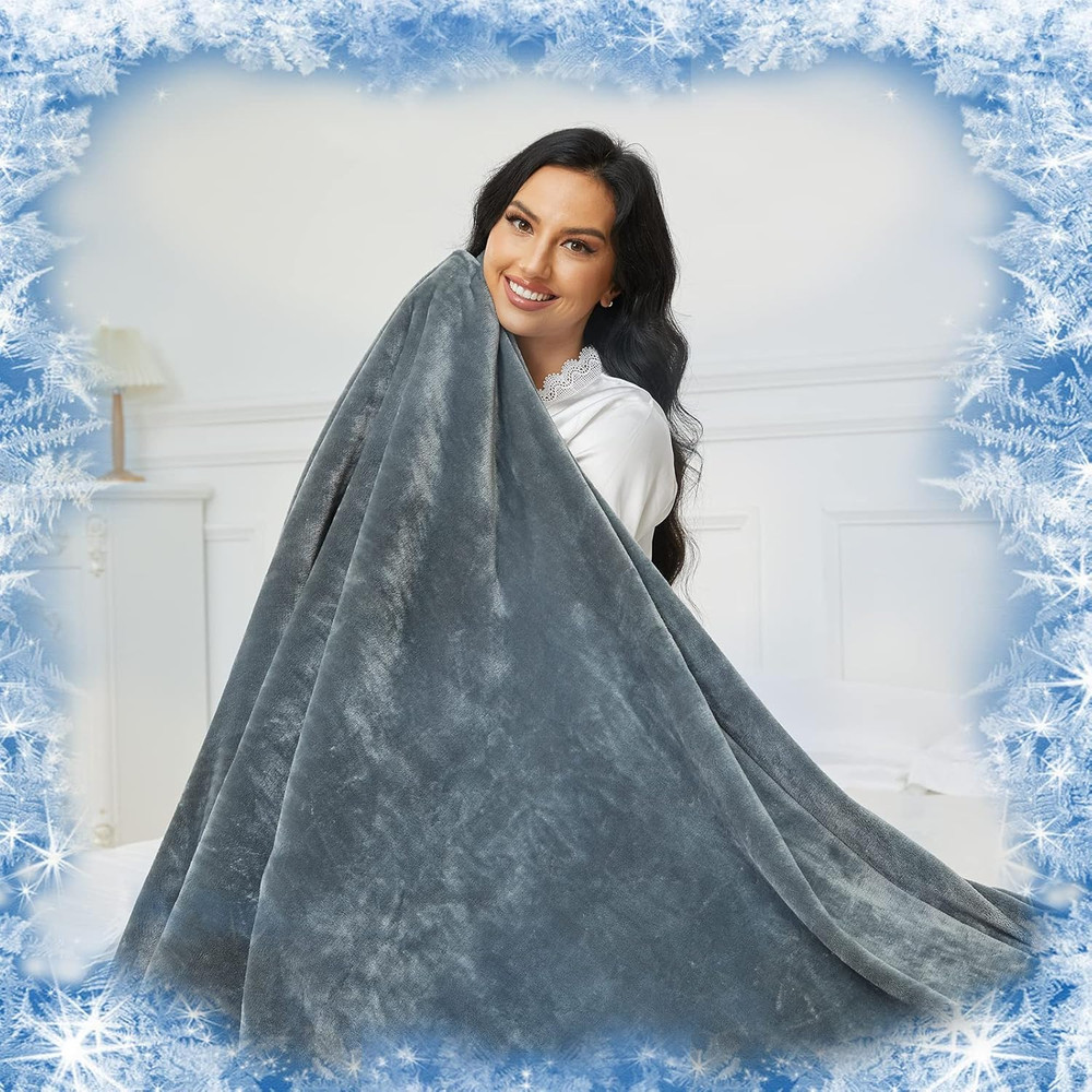 Cooling Throw Blanket Double-Sided Soft Bed Blanket for Hot Sleepers 59x79" Gray