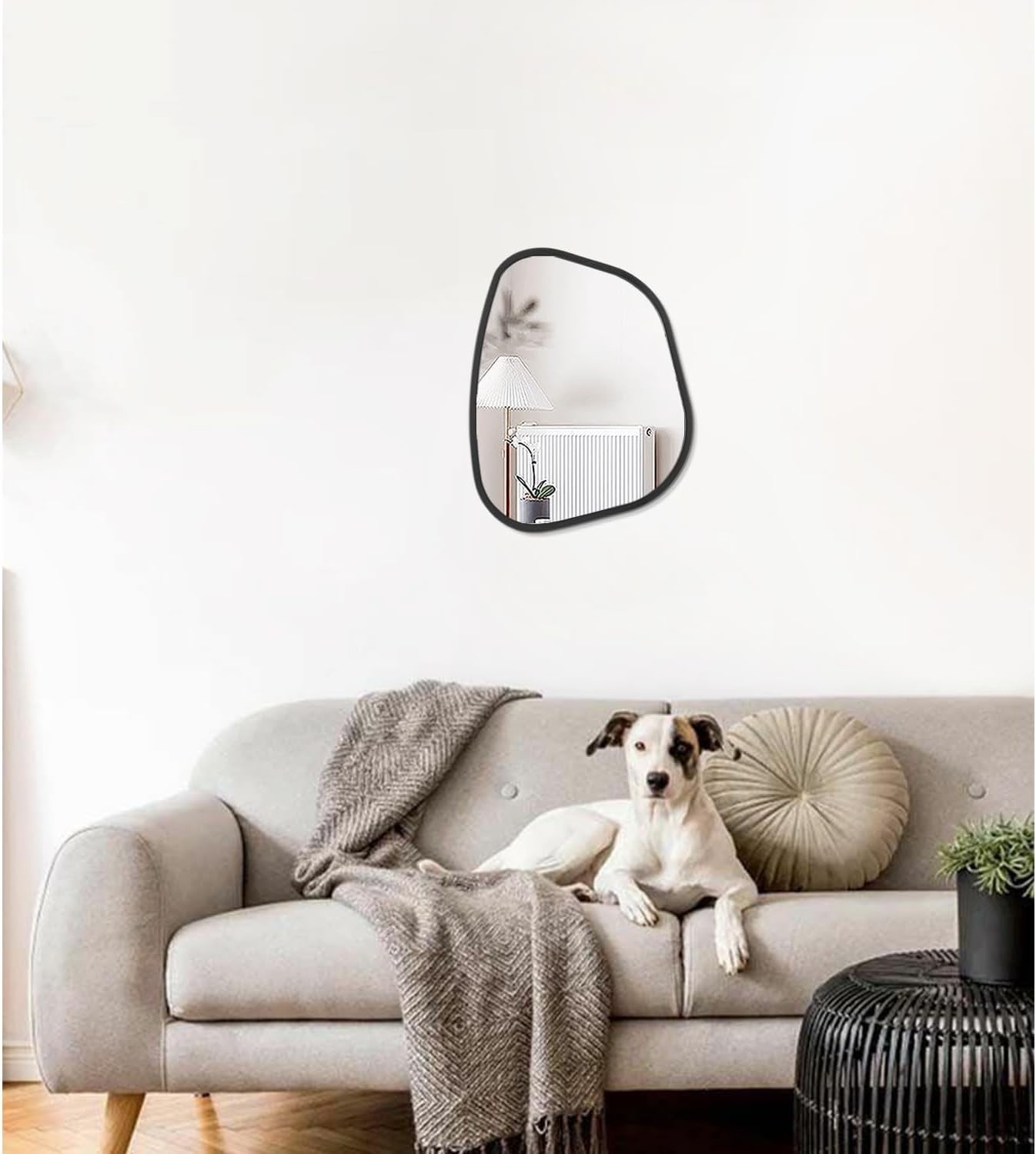 Asymmetrical Mirror for Wall Irregular Oval Wood Frame Modern Unique Accent Wall gallery