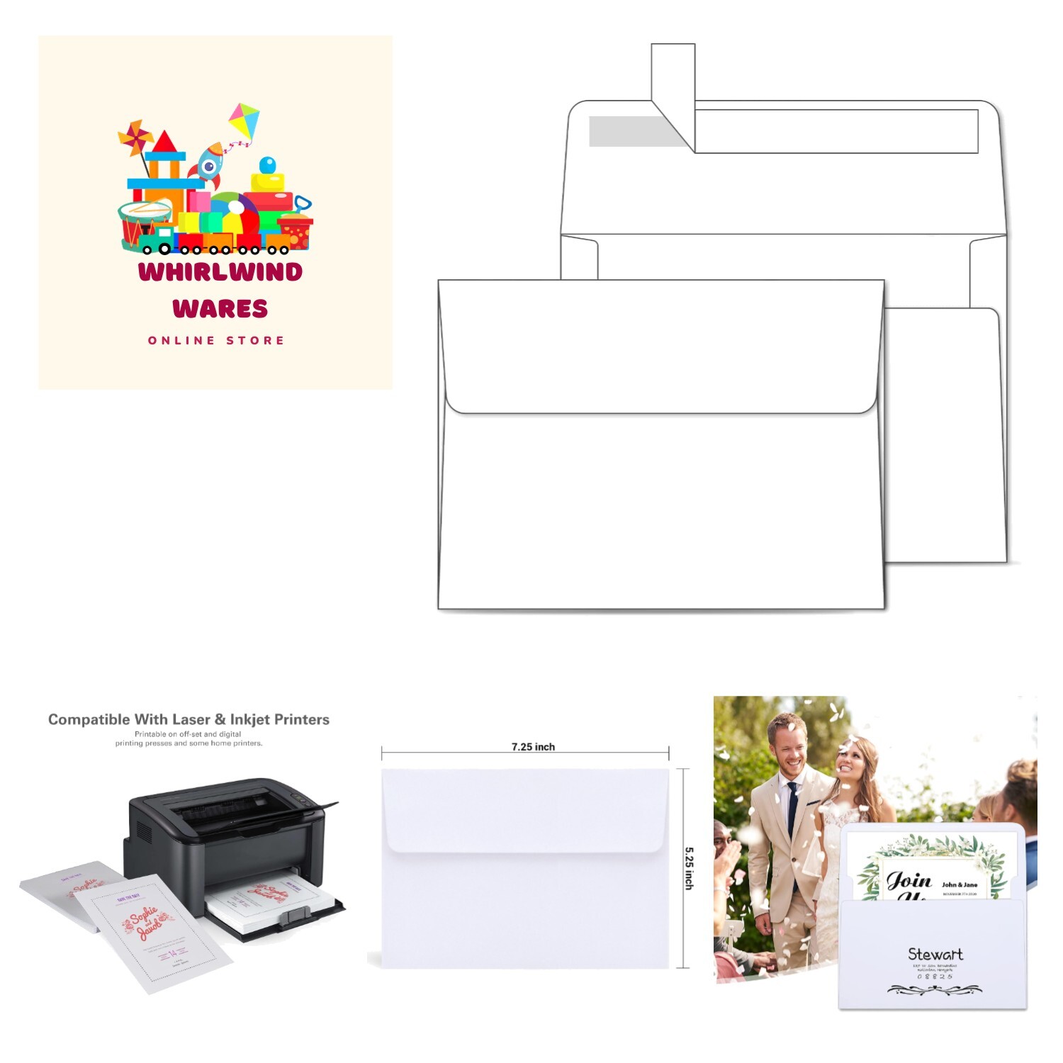 A7 Printable White 5x7 Envelopes 1000 Pack - Quick Self Seal, for 5x7 Cards, ... gallery