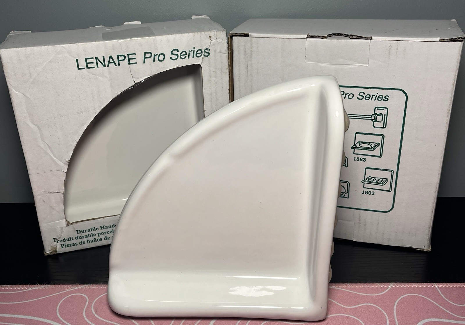 3PK Lenape Porcelain White Bathroom Corner Shelf Shower Storage Organizer gallery