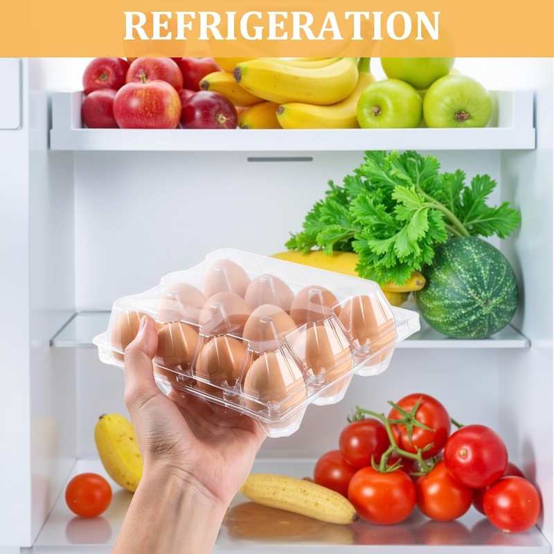 APOCHON 200PCS Clear Plastic Egg Cartons 6-Count Half Dozen - Reusable, Bulk gallery