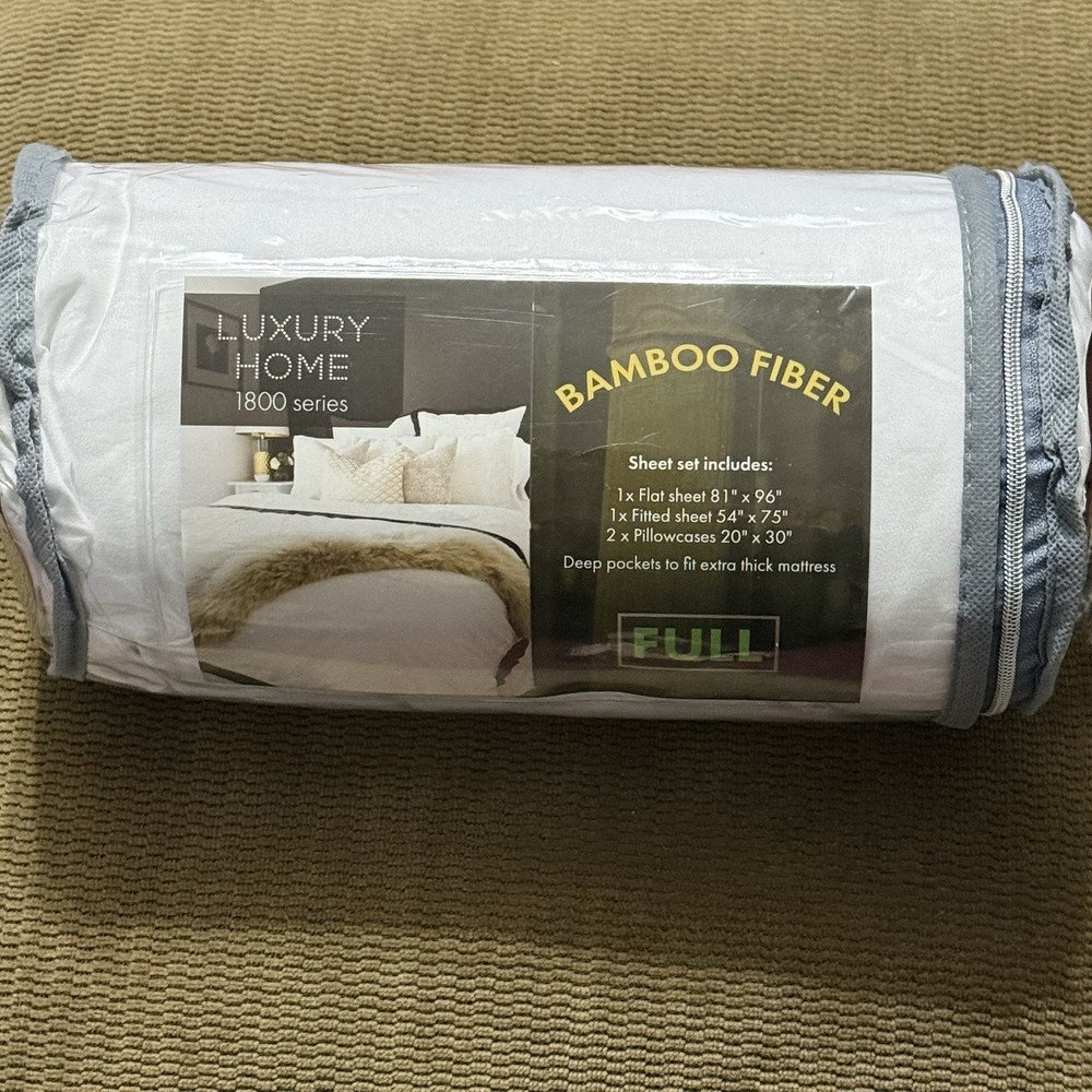 Bamboo Sheets Double Full White Luxury Homes Deep Pockets Sheet Set NEW
