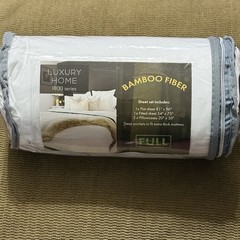 Bamboo Sheets Double Full White Luxury Homes Deep Pockets Sheet Set NEW