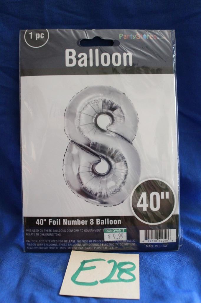 E28G PARTYSTORES.COM 40" SILVER FOIL NUMBER "8" PARTY BALLOON gallery